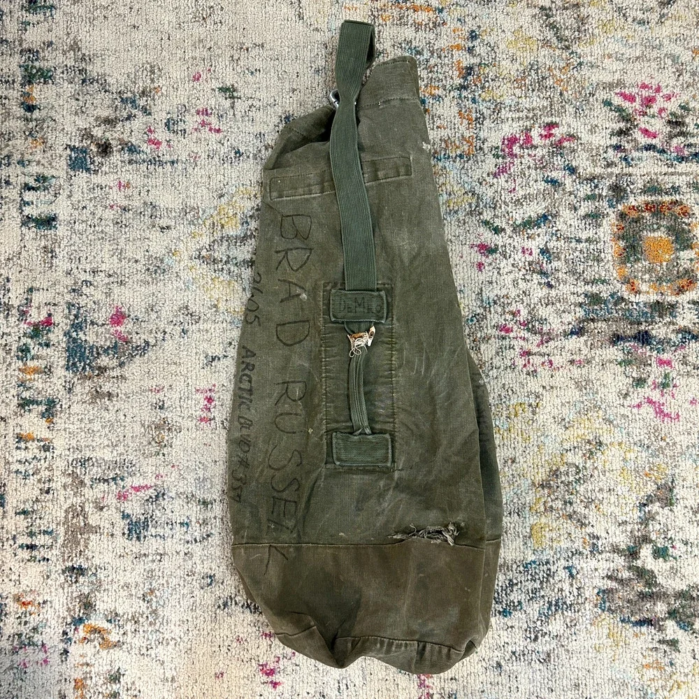 Vintage US Military Canvas Duffel Sea Bag Olive Drab Army Green USGI Gear